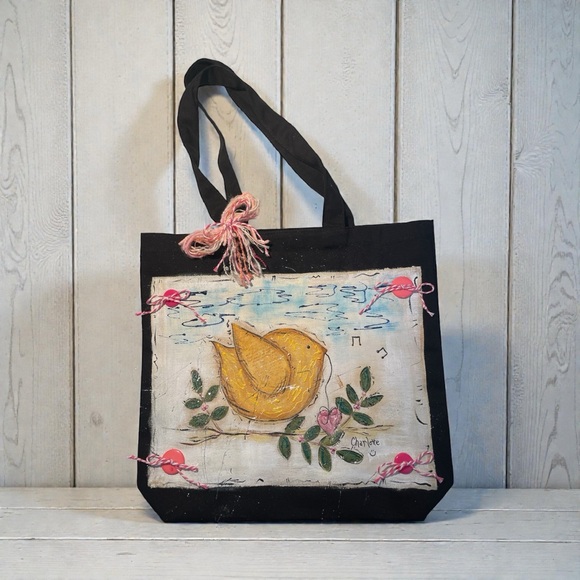 Hand Crafted Other - Black Canvas Tote Bag handpainted by me for you.